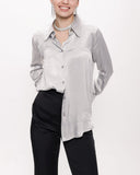 Gray Wide cut satin shirt 10815