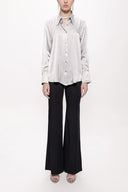 Gray Wide cut satin shirt 10815