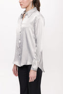 Gray Wide cut satin shirt 10815