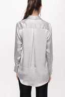 Gray Wide cut satin shirt 10815