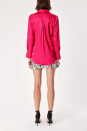 Fuchsia Wide cut satin shirt 10815
