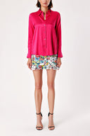 Fuchsia Wide cut satin shirt 10815