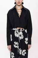 Black Loose fit shirt with elastic detail 10818