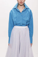 Blue Loose fit shirt with elastic detail 10818