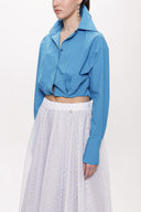 Blue Loose fit shirt with elastic detail 10818