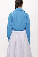 Blue Loose fit shirt with elastic detail 10818