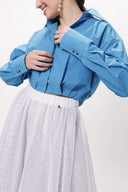 Blue Loose fit shirt with elastic detail 10818