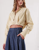 Beige Loose fit shirt with elastic detail 10818