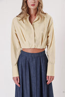 Beige Loose fit shirt with elastic detail 10818