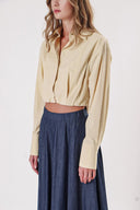 Beige Loose fit shirt with elastic detail 10818