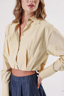 Beige Loose fit shirt with elastic detail 10818