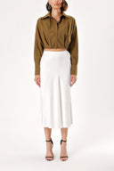 Khaki Loose fit shirt with elastic detail 10818