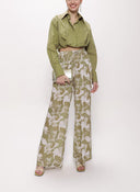 Olive Loose fit shirt with elastic detail 10818