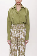 Olive Loose fit shirt with elastic detail 10818
