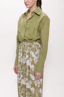 Olive Loose fit shirt with elastic detail 10818