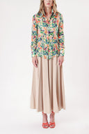WHITE BACKGROUND WITH ROSE Printed chiffon shirt 10819