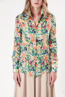WHITE BACKGROUND WITH ROSE Printed chiffon shirt 10819