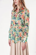 WHITE BACKGROUND WITH ROSE Printed chiffon shirt 10819