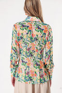 WHITE BACKGROUND WITH ROSE Printed chiffon shirt 10819