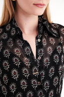 Black Background Floral Printed Printed chiffon shirt 10819