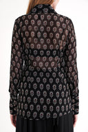 Black Background Floral Printed Printed chiffon shirt 10819