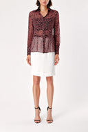 Black Pink Printed chiffon shirt 10819