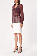 Black Pink Printed chiffon shirt 10819