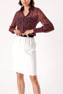 Black Pink Printed chiffon shirt 10819