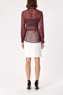 Black Pink Printed chiffon shirt 10819