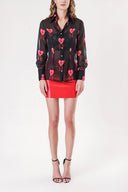 Black Fuchsia Printed chiffon shirt 10819