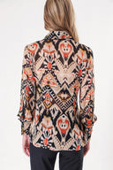 Beige Orange Printed chiffon shirt 10819