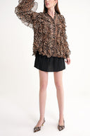 Beige Loose fit shirt with Walloon detail 10823