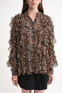 Beige Loose fit shirt with Walloon detail 10823