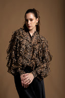 Beige Loose fit shirt with Walloon detail 10823