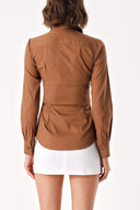 Brown Lycra slim fit shirt 10831