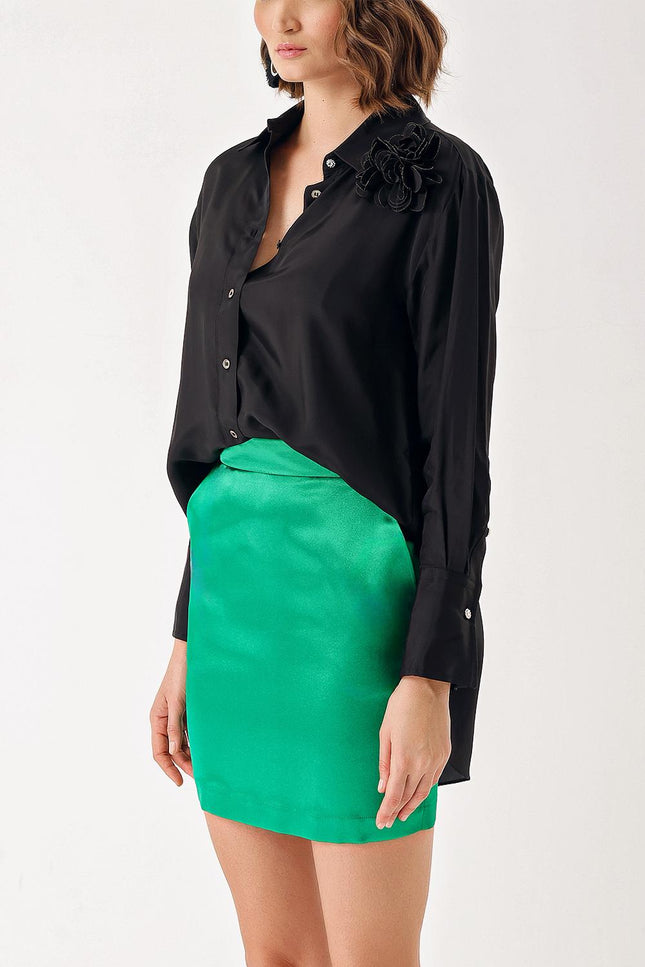Black Floral detailed shirt 10832
