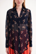 Navy Blue Shirt with stone detail on the collar 10836