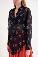 Navy Blue Shirt with stone detail on the collar 10836