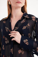 Navy Blue Shirt with stone detail on the collar 10836