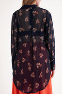 Navy Blue Shirt with stone detail on the collar 10836