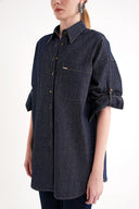 Navy Blue Loose fit denim shirt 10845