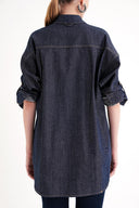 Navy Blue Loose fit denim shirt 10845