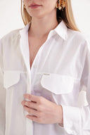 White Loose-fit poplin shirt 10853