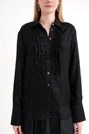 Black Loose fit shirt with gathered detail 10854