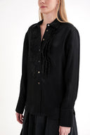 Black Loose fit shirt with gathered detail 10854