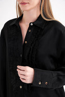 Black Loose fit shirt with gathered detail 10854