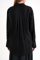 Black Loose fit shirt with gathered detail 10854