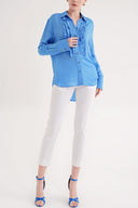 Blue Loose fit shirt with gathered detail 10854