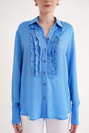 Blue Loose fit shirt with gathered detail 10854