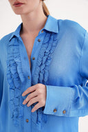 Blue Loose fit shirt with gathered detail 10854